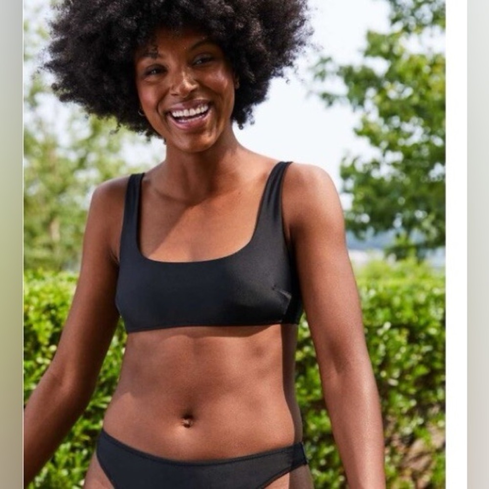 Aerie Tie Back Black Bikini Top Size XS NWT